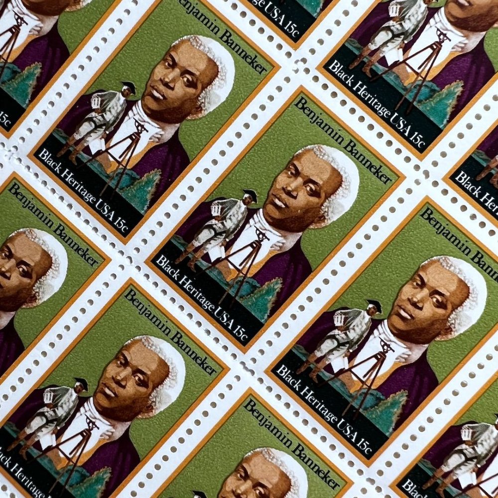 Benjamin Banneker 1980 Postage Stamp Sheet, Unused Vintage USA #1804